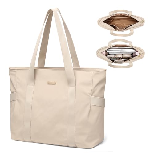 GOLF SUPAGS Tote Bag for Women with Zipper Large Shoulder Bag Top Handle Handbag for Travel Work Apricot - Image 1