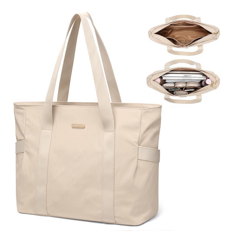 GOLF SUPAGS Tote Bag for Women with Zipper Large Shoulder Bag Top Handle Handbag for Travel Work Apricot - Image 2