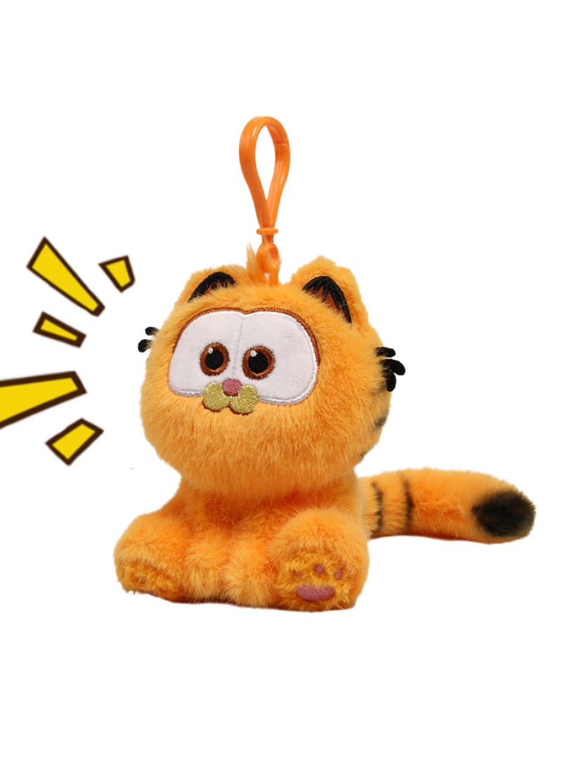 10cm Orange Cat Family Sitting Cat Pendant (Pinch And Call) Keychain Plush Doll Backpack Accessories Bag Pendant Cartoon Bag Accessories Doll Gift - Image 1