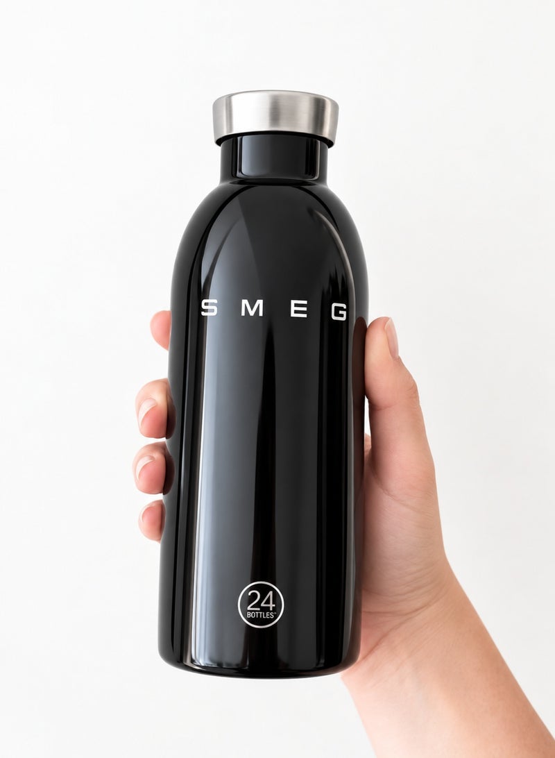 سميج مجموعة زجاجات SMEG المكونة من 24 زجاجة، مصنوعة من الفولاذ المقاوم للصدأ، مانعة للتسرب وخالية من مادة BPA، قابلة لإعادة الاستخدام، ذات فوهة واسعة وغطاء من الفولاذ المقاوم للصدأ، لون أسود، سعة 500 مل - Image 1