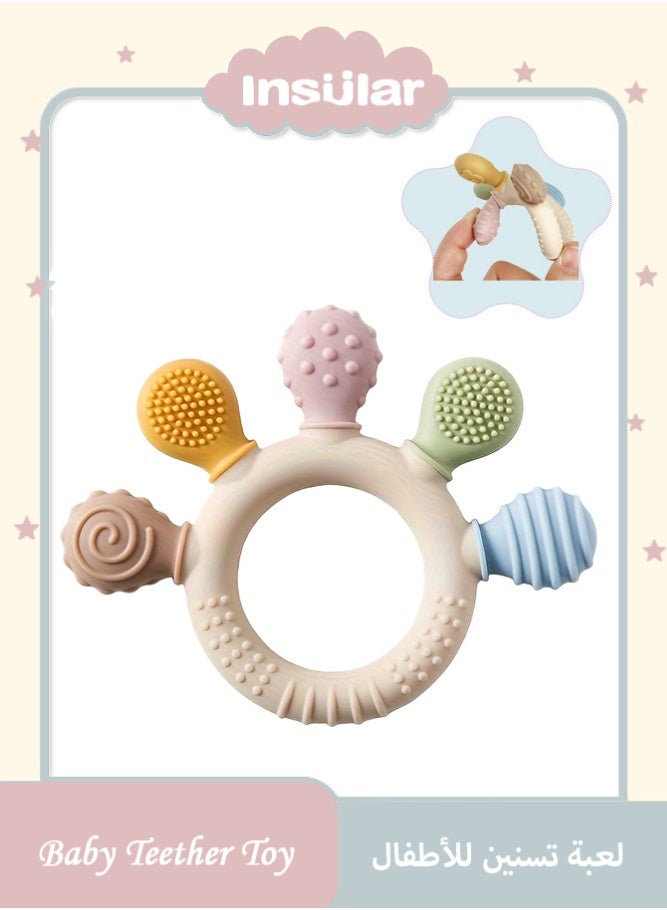insular Baby Teething Toy, Silicone Palm Teether,  Food-Grade Silicone BPA-Free, Soft Bendable Gum Soother for 3 Months+, Easy-Grip Sensory Palm-Shaped Teether for Infants (Colorful) - Image 1