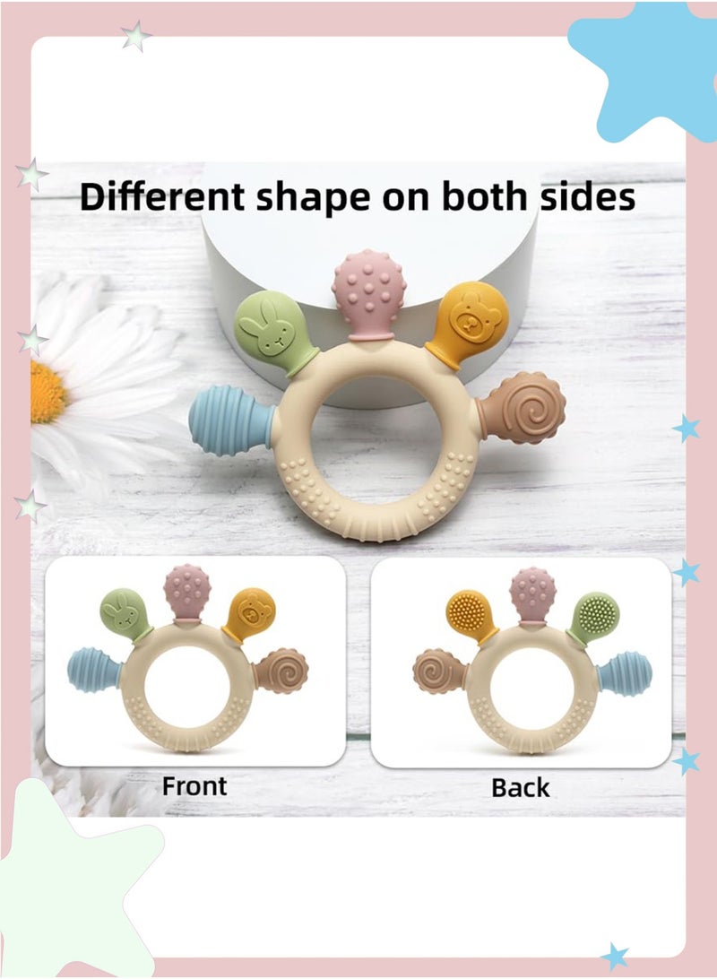 insular Baby Teething Toy, Silicone Palm Teether,  Food-Grade Silicone BPA-Free, Soft Bendable Gum Soother for 3 Months+, Easy-Grip Sensory Palm-Shaped Teether for Infants (Colorful) - Image 5