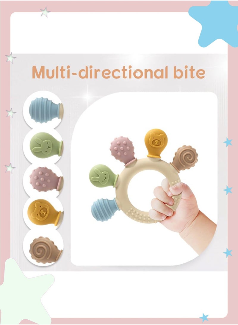 insular Baby Teething Toy, Silicone Palm Teether,  Food-Grade Silicone BPA-Free, Soft Bendable Gum Soother for 3 Months+, Easy-Grip Sensory Palm-Shaped Teether for Infants (Colorful) - Image 2