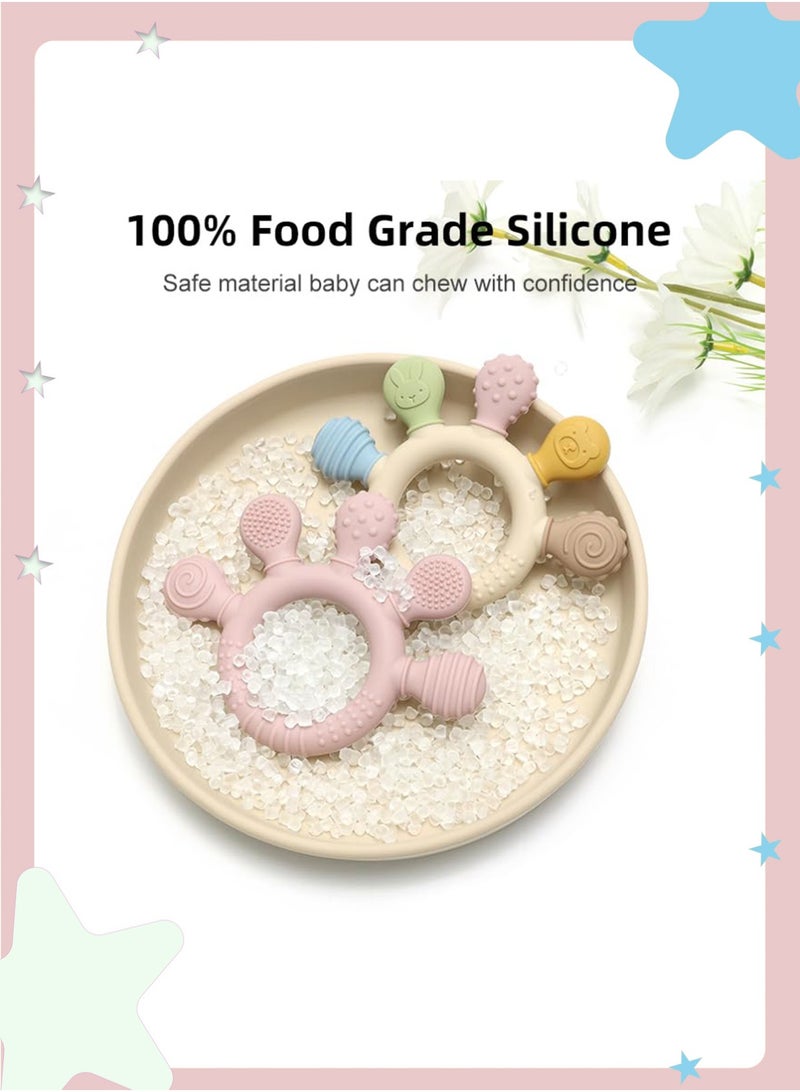 insular Baby Teething Toy, Silicone Palm Teether,  Food-Grade Silicone BPA-Free, Soft Bendable Gum Soother for 3 Months+, Easy-Grip Sensory Palm-Shaped Teether for Infants (Colorful) - Image 4