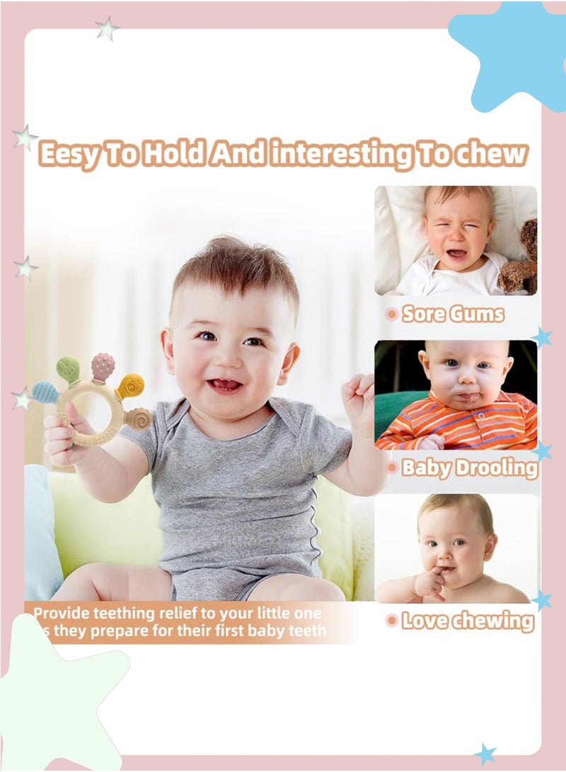 insular Baby Teething Toy, Silicone Palm Teether,  Food-Grade Silicone BPA-Free, Soft Bendable Gum Soother for 3 Months+, Easy-Grip Sensory Palm-Shaped Teether for Infants (Colorful) - Image 3