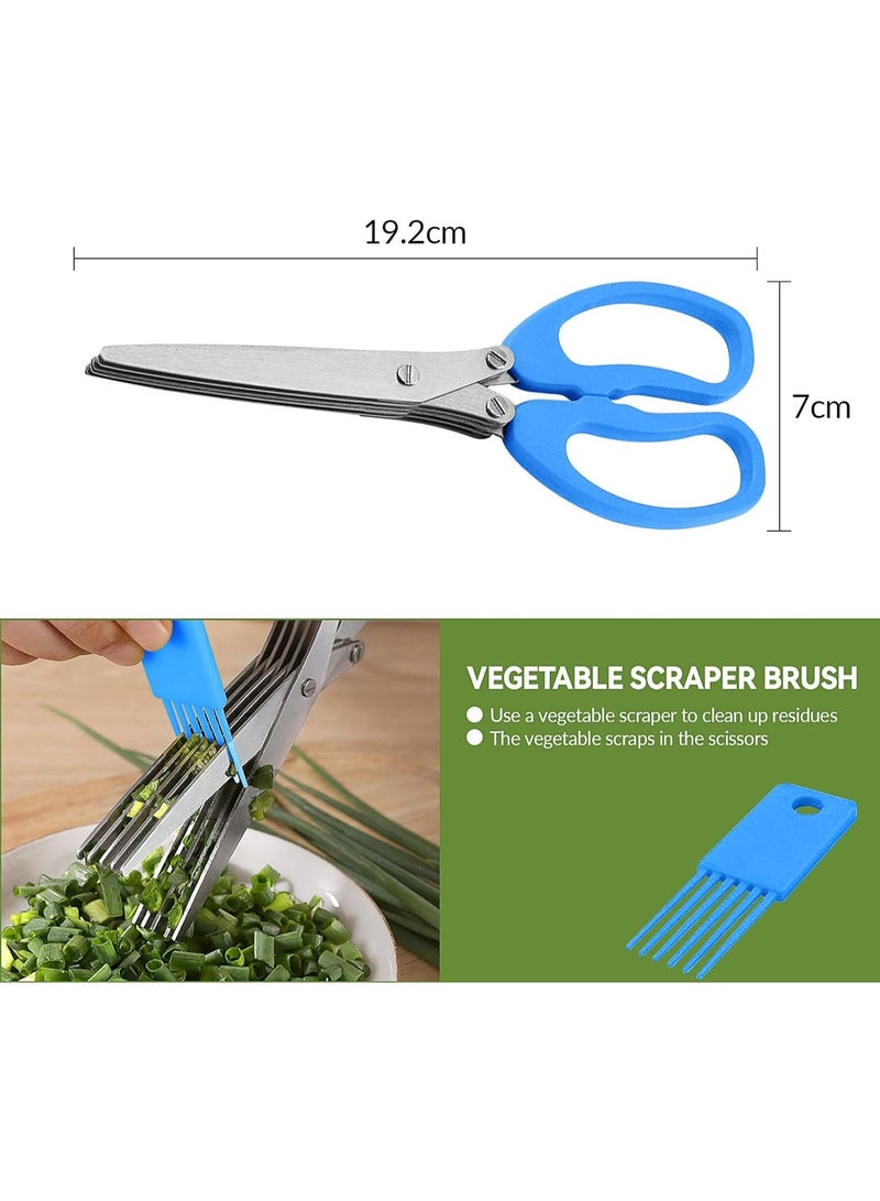 Kitchen herb scissors, multi-functional five-blade kitchen scissors, scallion scissors, seaweed spice herb kitchen slicer, scallion scissors, chive scissors, for chopping cilantro, onions, salad dressing and garden herbs (includes scissor cap and brush) - Image 5