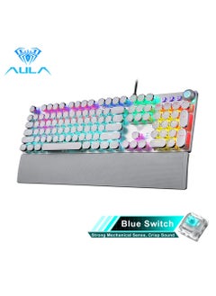 AULA Mechanical Gaming Keyboard NKRO with Wrist Rest RGB Backlit Volume/Lighting Control Knob Fully Programmable 108-Keys Anti-Ghosting Wired Computer Keyboards for Office/Games, Blue Switch  - Image 1