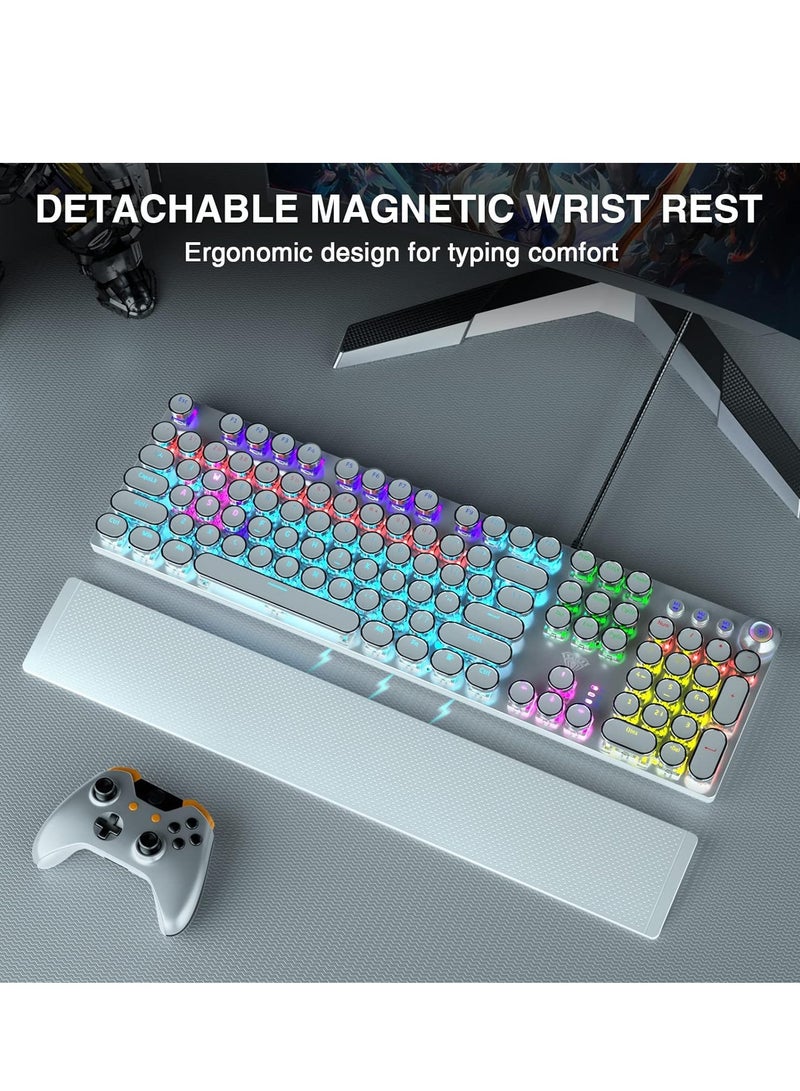 أولا لوحة مفاتيح الألعاب الميكانيكية AULA F2088، مع مفاتيح وسائط ، مسند معصم قابل للفصل، لوحة معدنية متينة، إضاءة LED بألوان قوس قزح، 104 مفتاح، لوحة مفاتيح مريحة للألعاب الكمبيوتر الشخصي (مفتاح أزرق) - Image 2