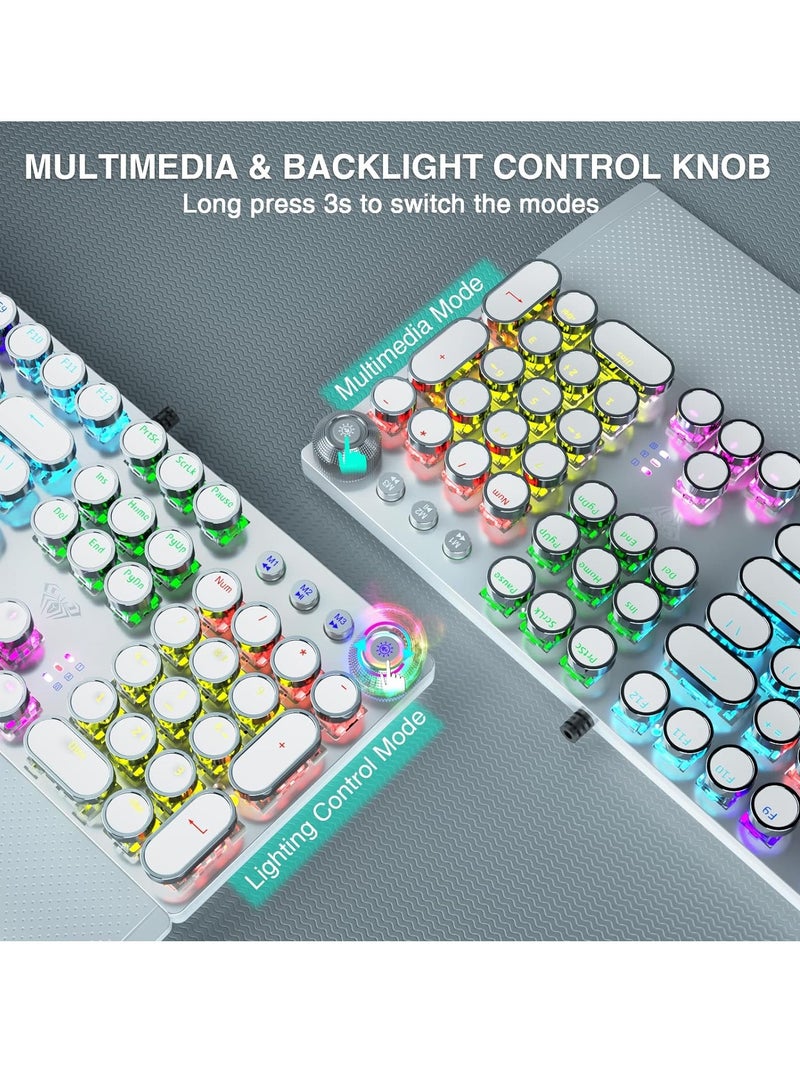 أولا لوحة مفاتيح الألعاب الميكانيكية AULA F2088، مع مفاتيح وسائط ، مسند معصم قابل للفصل، لوحة معدنية متينة، إضاءة LED بألوان قوس قزح، 104 مفتاح، لوحة مفاتيح مريحة للألعاب الكمبيوتر الشخصي (مفتاح أزرق) - Image 5