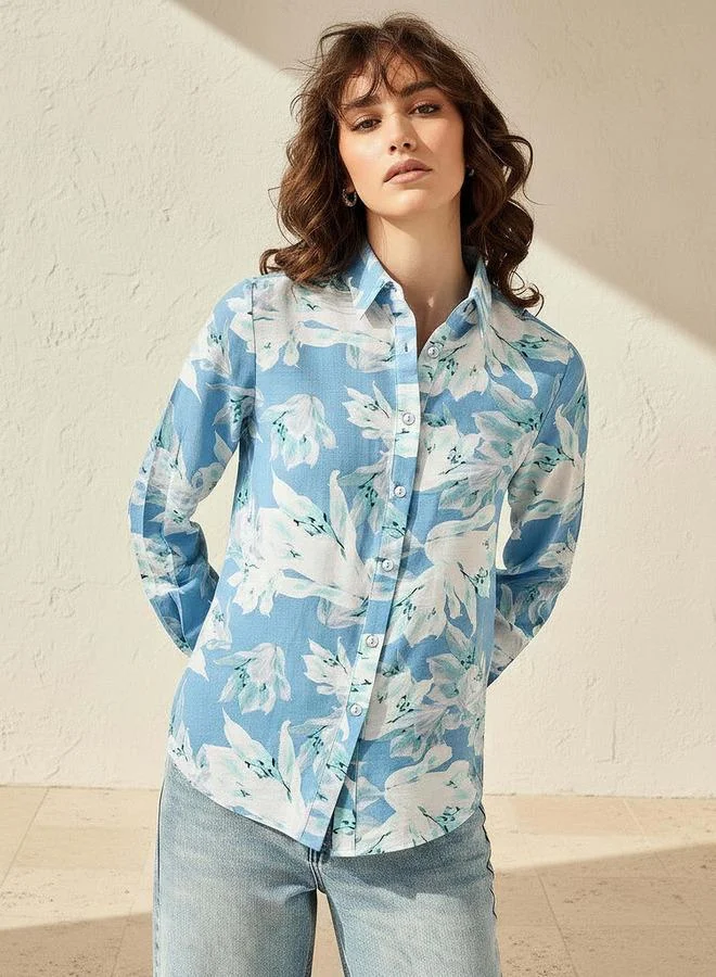 سبلاش فيڤ Viscose Shirt with Floral Print