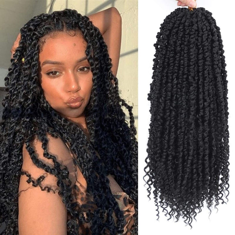 Passion Twist Hair  8 Packs 18 Inch Passion Twist Crochet Hair For Women Crochet Pretwisted Curly Hair Passion Twists Synthetic Braiding Hair Extensions 18 Inch 8 Packs 1B