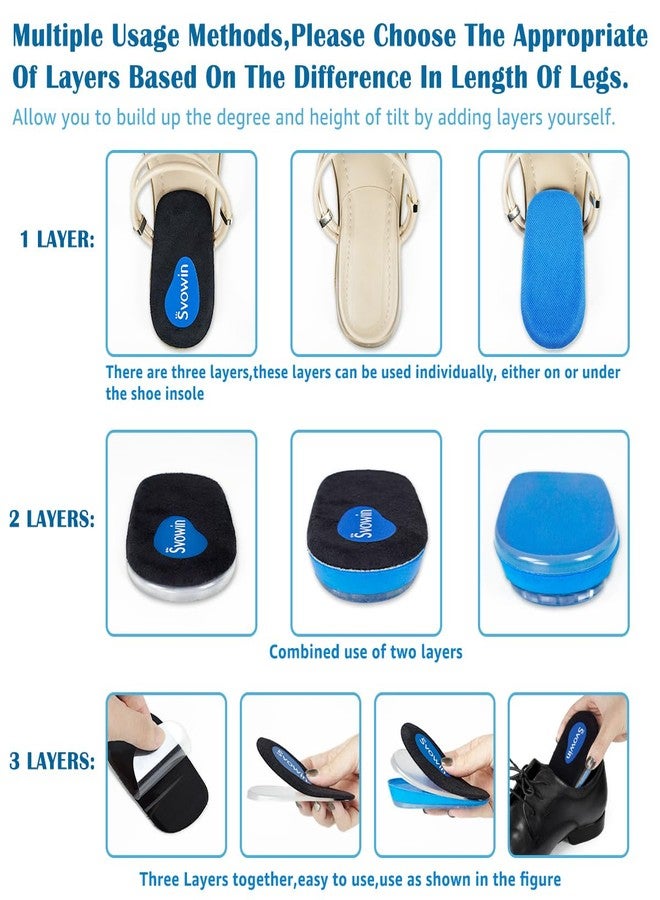 Svowin نعال داخلية قابلة للتعديل من Svowin بثلاث طبقات لزيادة الطول، وحشوات لرفع الكعب لتصحيح اختلاف طول الساقين والتهاب وتر أخيل، ووسائد للكعب لتخفيف آلام الكعب، ونتوءات الكعب، للرجال والنساء (صغير) - Image 5