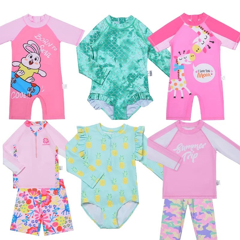 Bluejw Free Sample  Kids Swimwear for Girls Cute Little Girl Bathing Suits 1-13 Summer Toddler Baby Outfit Cartoon Pattern Front - Image 1