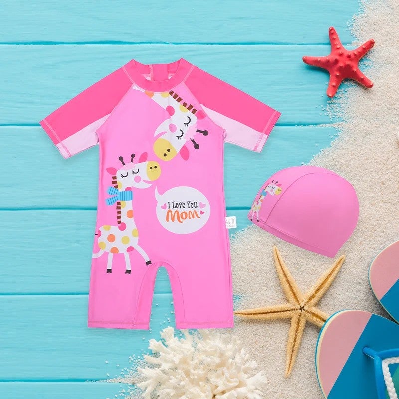 Bluejw Free Sample  Kids Swimwear for Girls Cute Little Girl Bathing Suits 1-13 Summer Toddler Baby Outfit Cartoon Pattern Front - Image 2