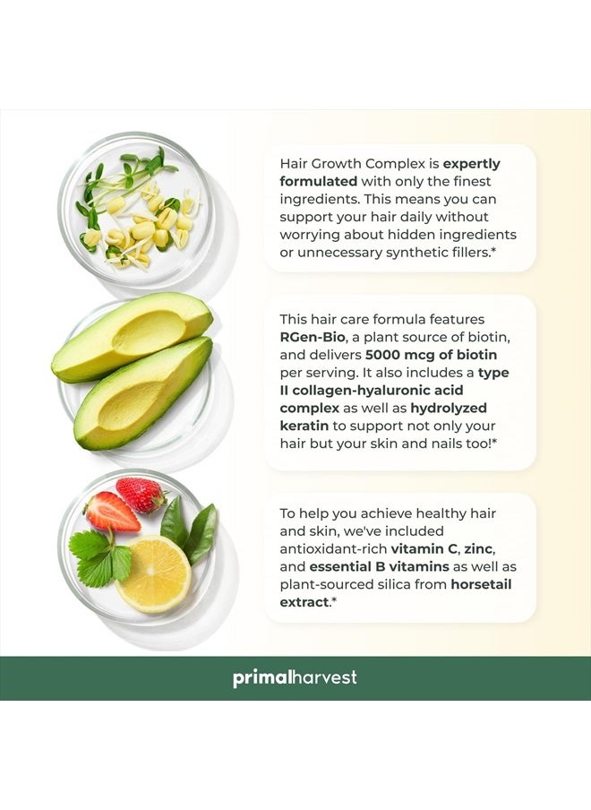 Primal Harvest 1 Pack, Hair Growth Vitamins, Hair Growth for Women & Men - 60 Hair Growth Pills, Natural Hair Thickening Product w/Biotin & Zinc - Hair Supplement, Regrowth Hair Vitamins  - Image 4