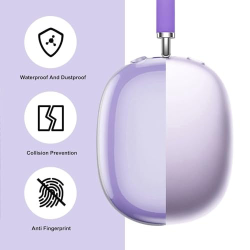 MOLOPPO Case Cover for AirPods Max Headphones, Silicone Ear Pad/Headband Cover/Clear Soft TPU Ear Cups, [3 in 1] Accessories Protector for AirPods Max 2/1 (2026/2024/2020), Purple - Image 2