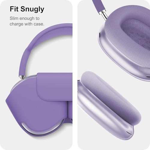 MOLOPPO Case Cover for AirPods Max Headphones, Silicone Ear Pad/Headband Cover/Clear Soft TPU Ear Cups, [3 in 1] Accessories Protector for AirPods Max 2/1 (2026/2024/2020), Purple - Image 5