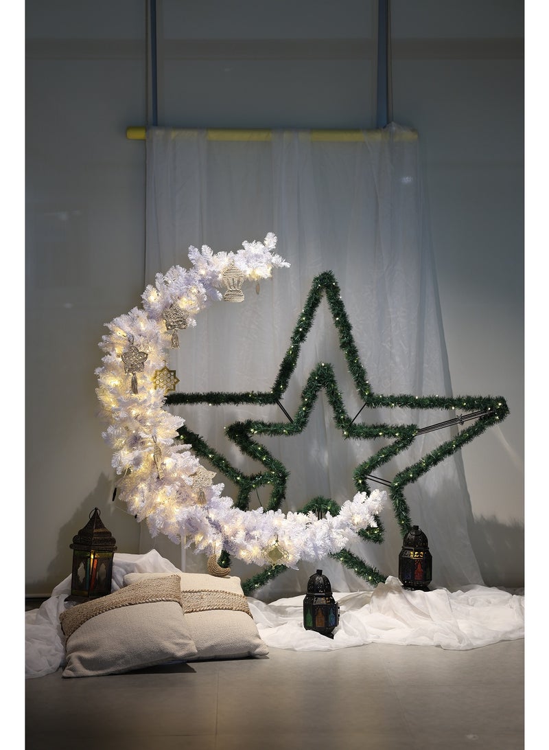 Ramadan Crescent نجمة رمضان LED زينة منزلية لعيد رمضان وعيد الميلاد ورأس السنة الخضراء 90 سم - Image 2