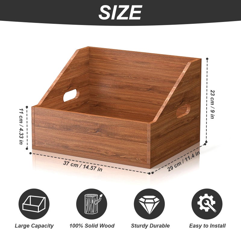 Vecxoty Wood Vinyl Record Storage, Retro & Durable Vinyl Crate and Record Holder, Album Storage Record Case Box for 60+ Records, Perfect Record Organizer for Home Decor and Collection Display(Brown) - Image 4