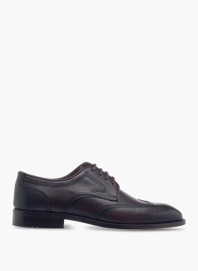 دوتشيني Men's Textured Derby Shoes with Lace-Up Closure