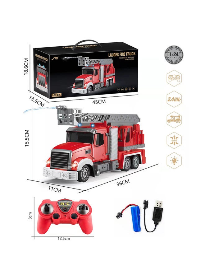 Customized Export OEM Remote Control Vehicle Electric Fire Monitor Water Spray Rescue Vehicle Lift Ladder Rechargeable Battery-Color:QH2902-1D American Seven-way Water Spray Ladder-Proportion:Package 2: 2 Lithium Battery 1 Charging Line - Image 1