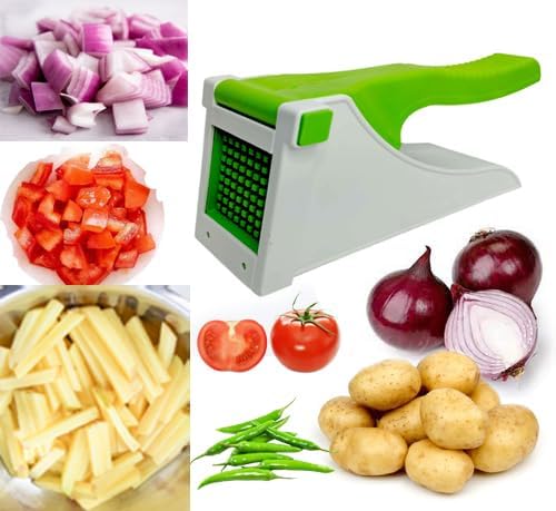 Chopper Potato Vegetable Slicer Unbreakable French Fry Chips Maker EasytoUse Kitchen Tool in Green  - Image 1