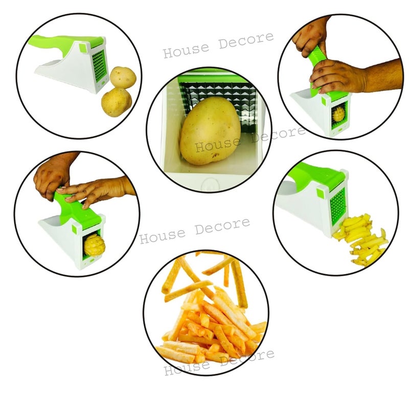 Chopper Potato Vegetable Slicer Unbreakable French Fry Chips Maker EasytoUse Kitchen Tool in Green  - Image 5