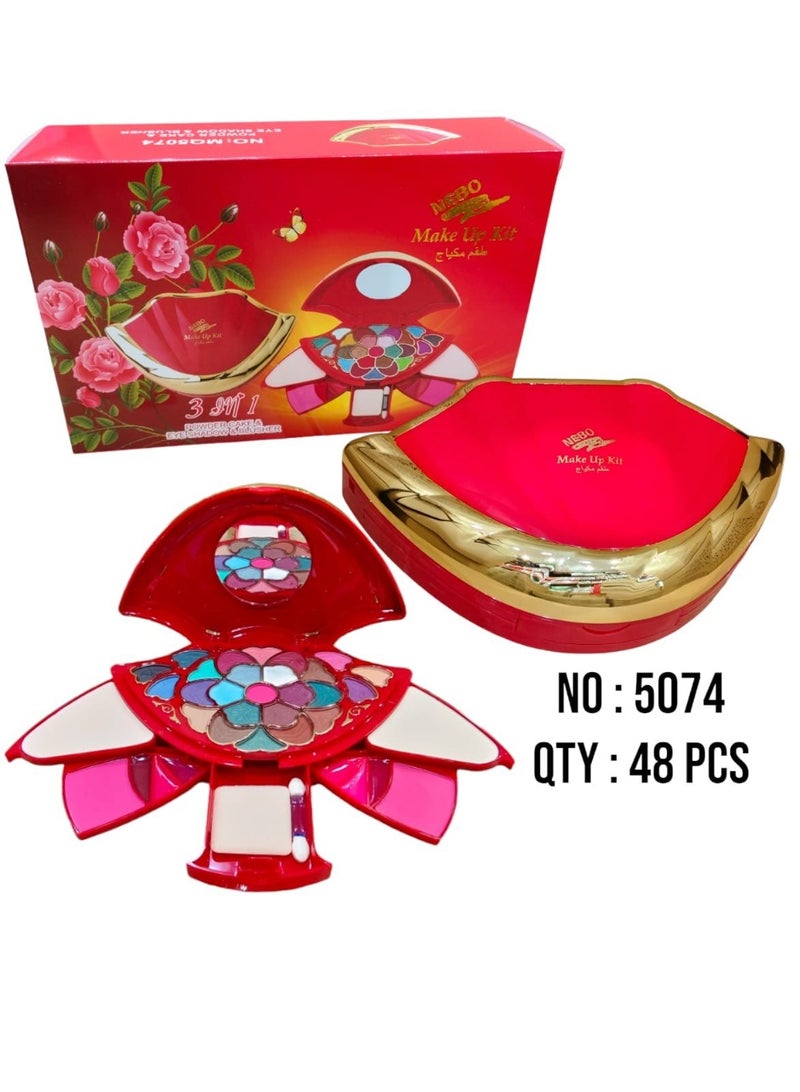 Soft multi-purpose red makeup set in one