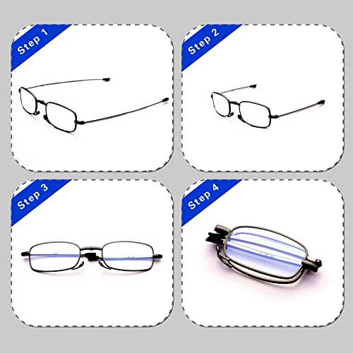 GOOSEN 3-Pack Reading Glasses Men Women, Pocket Wallet Purse Compact Hard Cases Folding Readers, Blue light Glasses Spring Hinge 1.25 x - Image 2