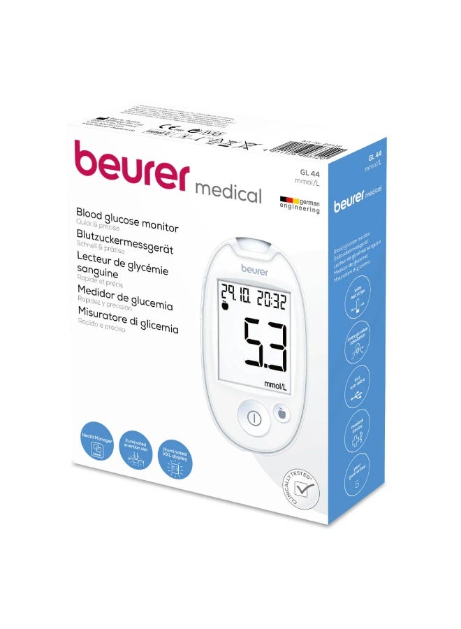 BEURER GL44 GLUCOSE MONITOR WHITE +10STRIPS FREE