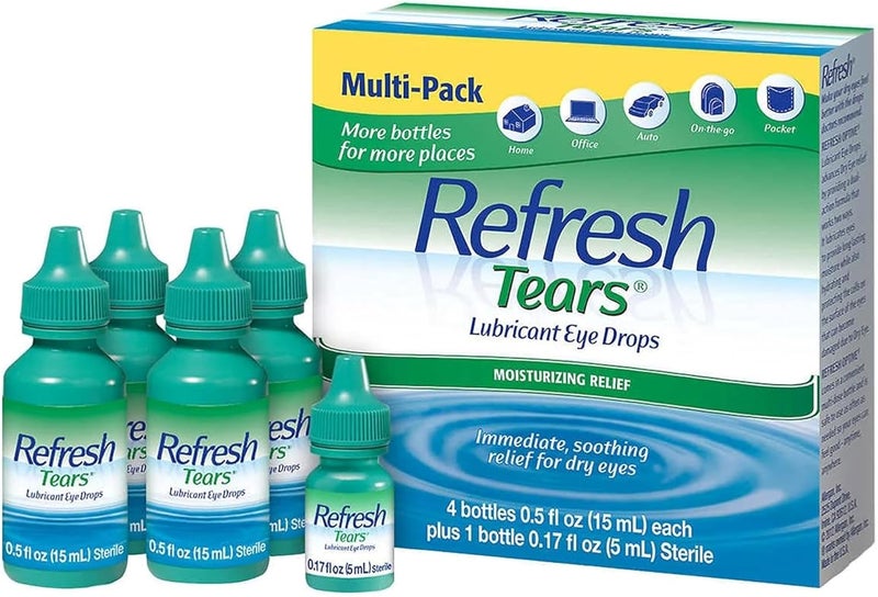 REFRESH قطرات العين المرطبة ريفريش تيرز – 4 زجاجات (0.5 أونصة سائلة / 15 مل لكل منها) + زجاجة إضافية 0.17 أونصة سائلة / 5 مل - Image 1