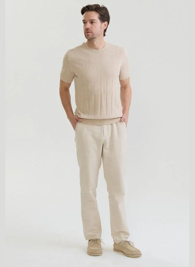 FELIX HARDY Beige Men's 100% Cotton Knit Jersey T Shirt for Men | Best Price UAE