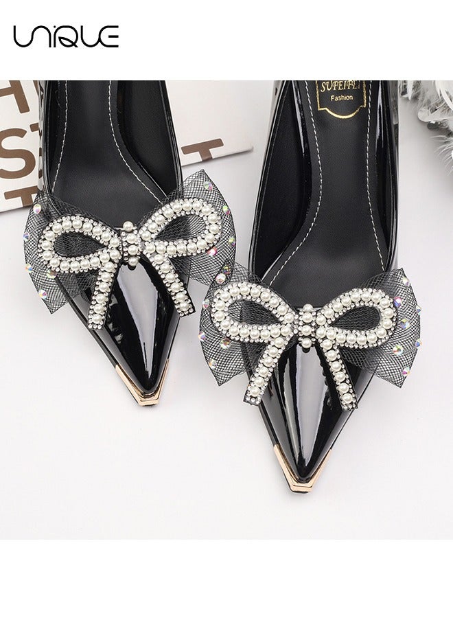 Unique 2Pc Bow Shoe Clips for Women Dress Shoes,Removable Elegant Wedding Party Shoe Clips for Pumps (Black) - Image 5