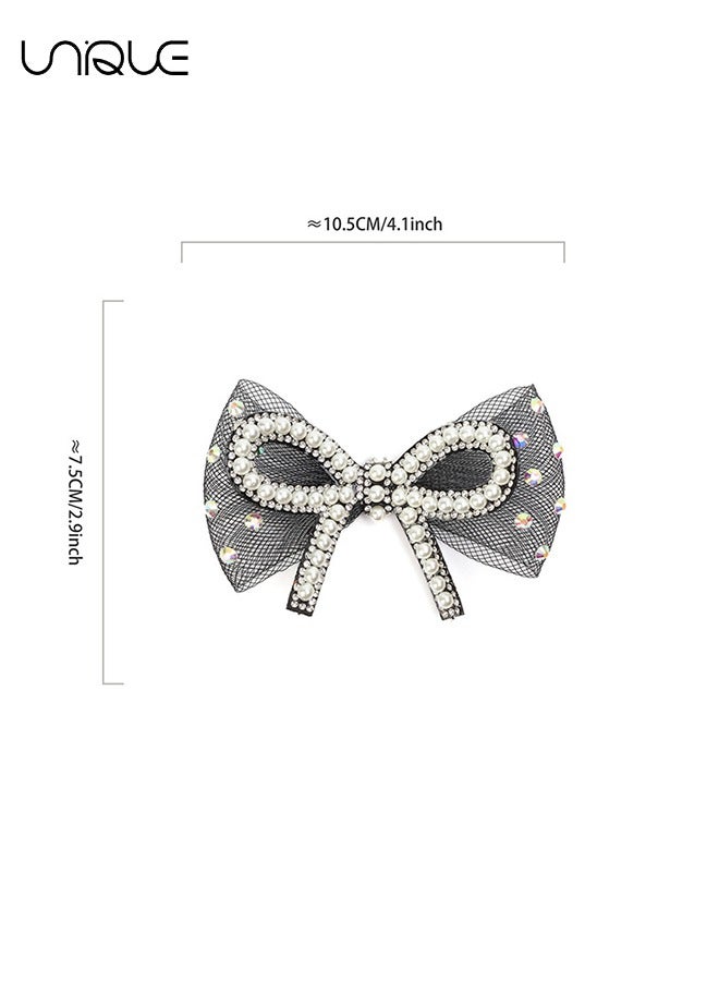 Unique 2Pc Bow Shoe Clips for Women Dress Shoes,Removable Elegant Wedding Party Shoe Clips for Pumps (Black) - Image 2