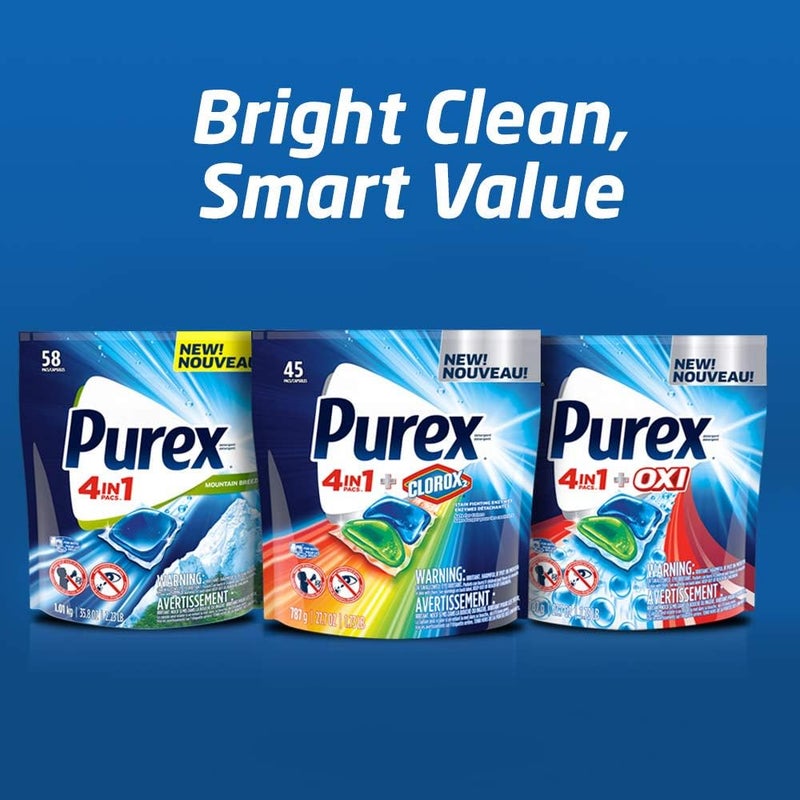 Purex 4-in-1 Laundry Detergent Pacs, Mountain Breeze, 29 Count (Pack of 6), 174 Total Loads - Image 4