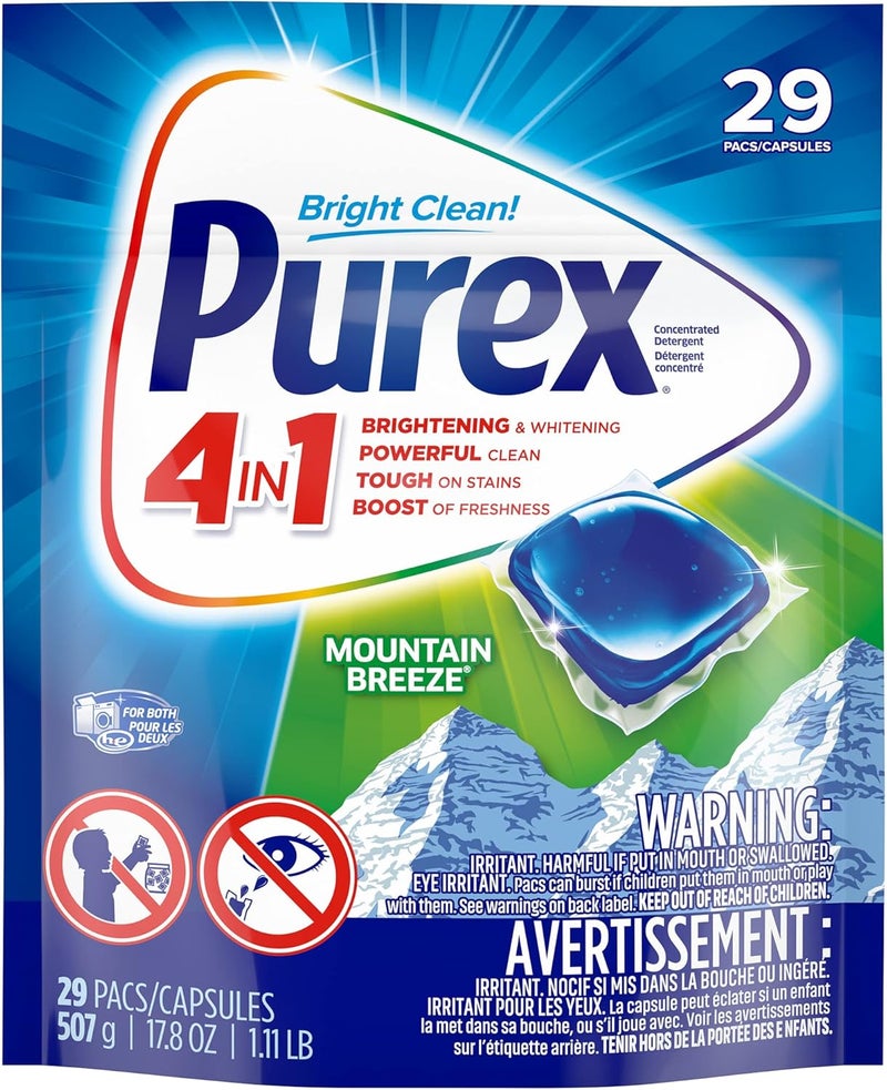 Purex 4-in-1 Laundry Detergent Pacs, Mountain Breeze, 29 Count (Pack of 6), 174 Total Loads - Image 2