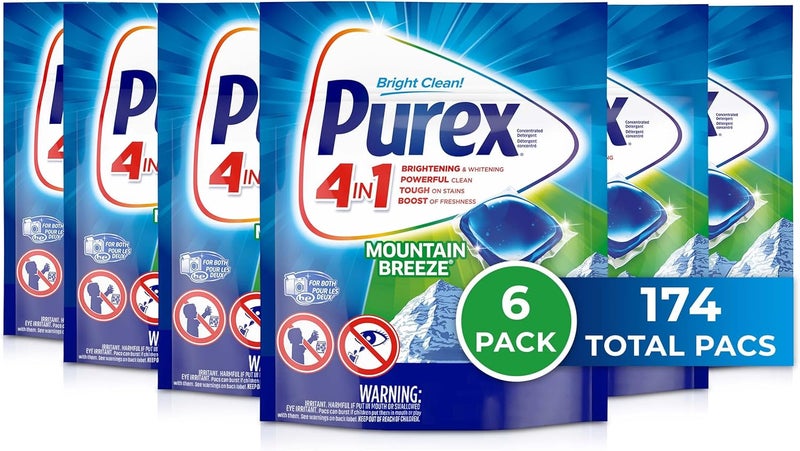 Purex 4-in-1 Laundry Detergent Pacs, Mountain Breeze, 29 Count (Pack of 6), 174 Total Loads - Image 1