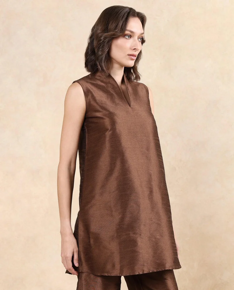 Rareism Women's Hip Length Top In Metallic Fabric