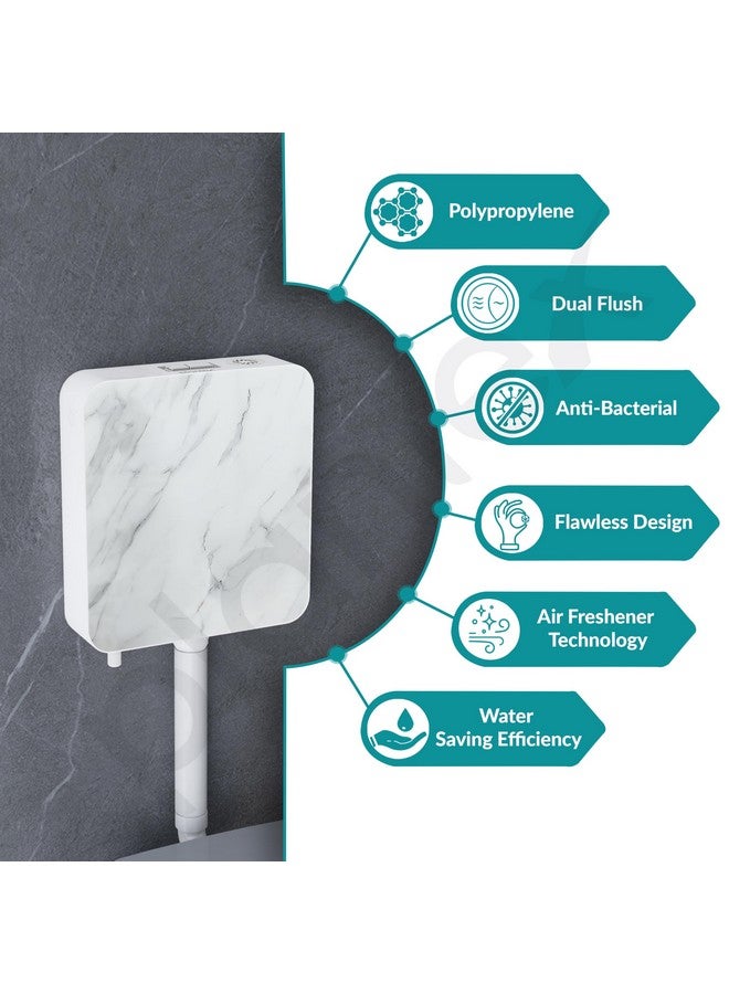 Plantex White Marble Printed Flush Tank for Toilet with 7 LTR Water Capacity/Polypropylene Toilet Flush Tank/Dual Flush Cistern with Air Freshener - Pack of 1 - Image 4