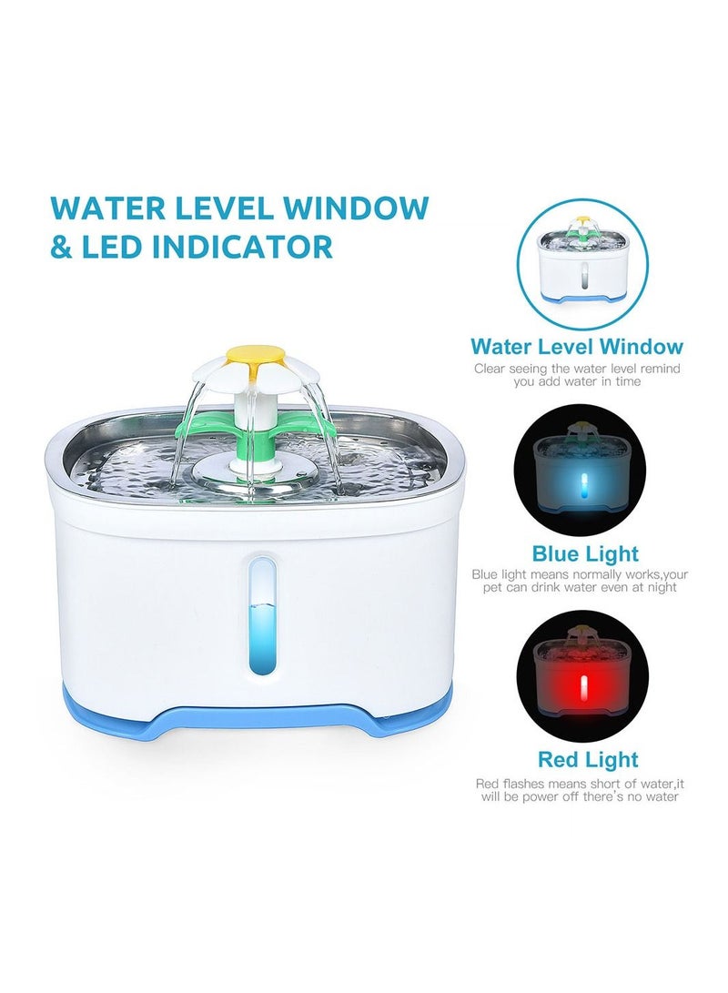 Cool Baby COOLBABY 2.5L Pet Water Fountain with Water Filter Water Spray + LED Bright Blue Light Automatic Pet Fountain Water Bowl for Cats and Small Dogs - Image 2