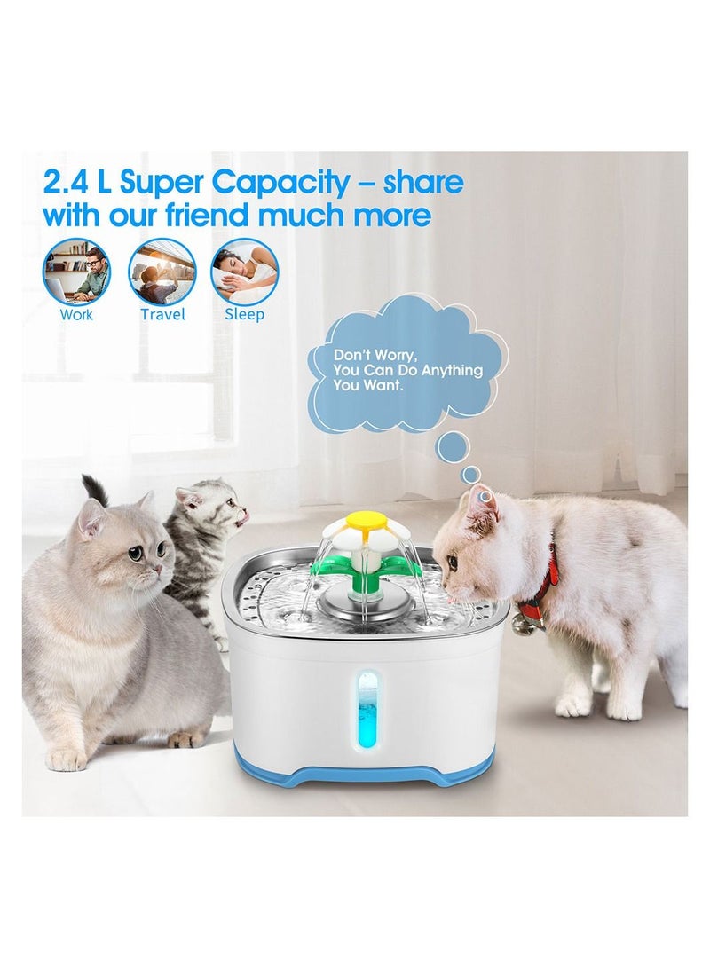 Cool Baby COOLBABY 2.5L Pet Water Fountain with Water Filter Water Spray + LED Bright Blue Light Automatic Pet Fountain Water Bowl for Cats and Small Dogs - Image 3