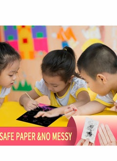 KASTWAVE 3 Set Magic Scratch Paper Art Crafts Colorful Drawing Book for Kids Birthday Party Games Projects Kits  - Image 4