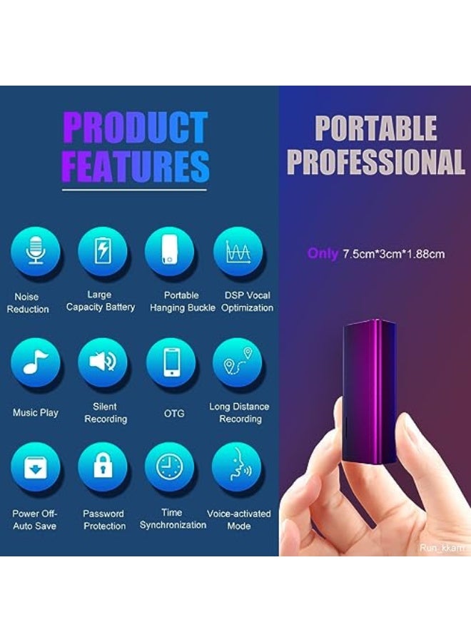 AI Triple Noise Reduction 128GB Voice Activated Recorder, 2000 Hours Recording Capacity, 300 Hours Battery Time - Image 4