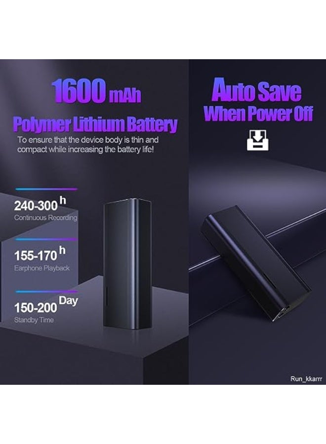 AI Triple Noise Reduction 128GB Voice Activated Recorder, 2000 Hours Recording Capacity, 300 Hours Battery Time - Image 5