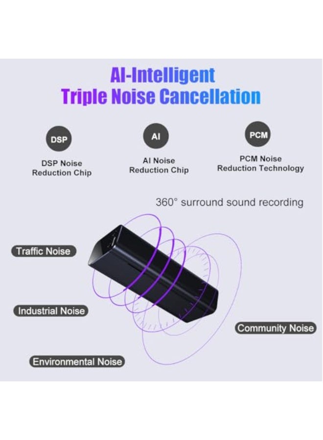 AI Triple Noise Reduction 128GB Voice Activated Recorder, 2000 Hours Recording Capacity, 300 Hours Battery Time - Image 2