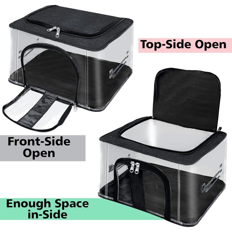 Storite 2 Pack Nylon 33 L PVC Transparent Moisture Proof Storage box for Clothes Closet Wardrobe Organizer Saree Bags for Clothes with Carry Handle Black 44 x 31 x 24 cm - Image 3
