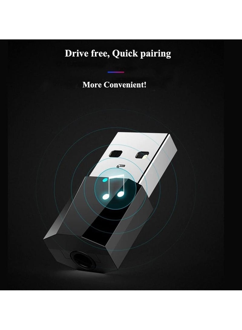 Wireless Audio Transmitter Bluetooth 5.1 Adapter for TV PC MP3 MP4 with USB Interface with 3.5mm AUX Cable - Image 3