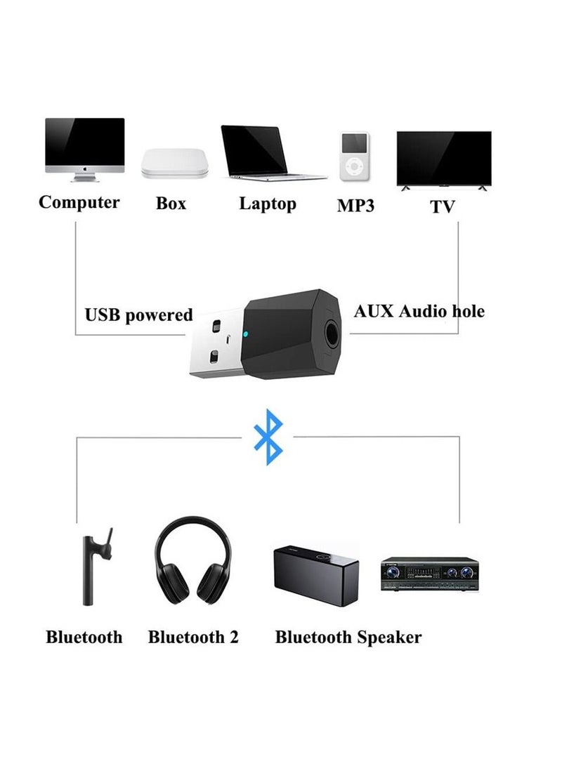 Wireless Audio Transmitter Bluetooth 5.1 Adapter for TV PC MP3 MP4 with USB Interface with 3.5mm AUX Cable - Image 4