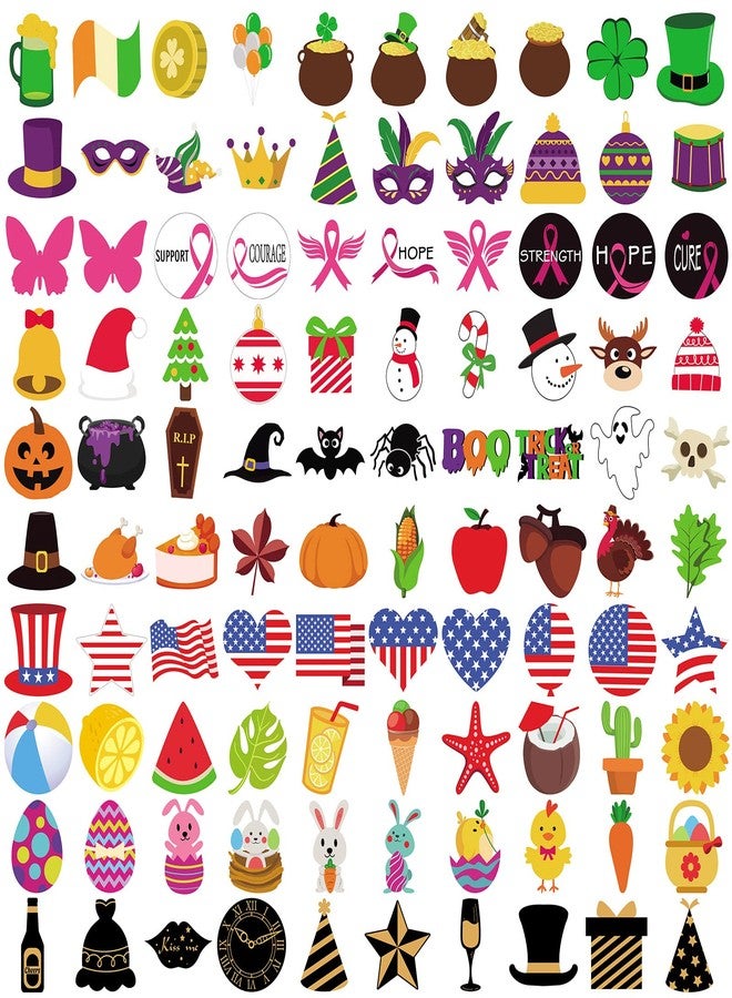 Oudain 100 Pcs Seasonal Letter Board Accessories Icons for Felt St Patrick's Day Bulletin Hawaii Independence Day Board Decoration Letterboard Accessories Holiday Small Pieces Changeable with Adhesive - Image 1