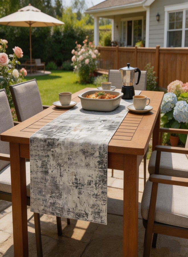 OYIMUA Soft Thick Waterproof Chenille Grey Table Runner 72 Inches Long Boho Abstract Spring Summer Rustic Dining Table Decorations for Home Indoor Outdoor - Image 3